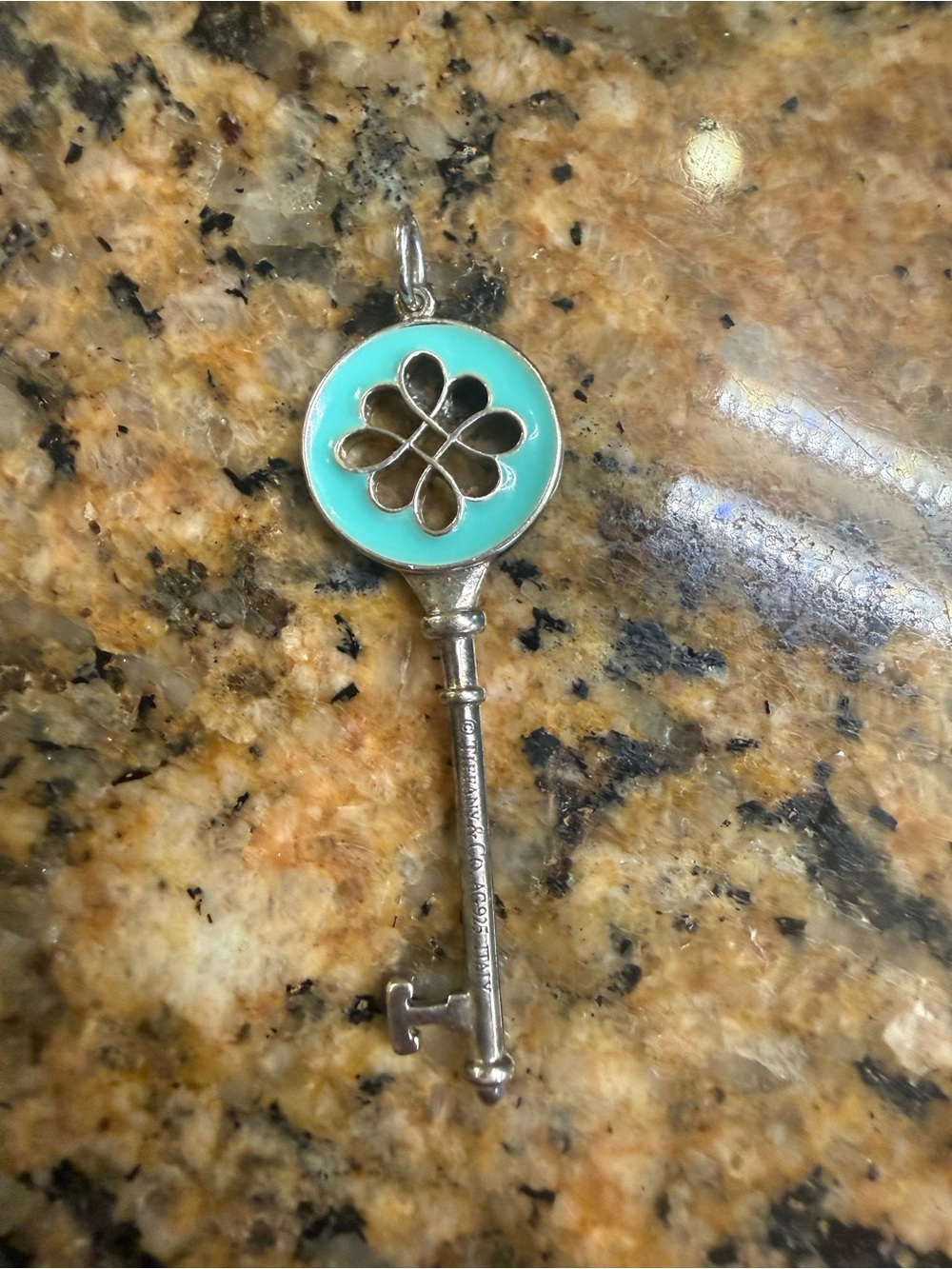 Tiffany & Co. Turquoise Enamel Key Pendant Necklace Charm